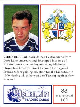 1991 Merlin Rugby League #33 Chris Bibb Back